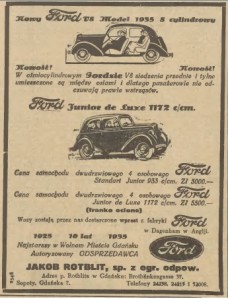 Rotblit Ford Ad, Gazeta Gdańska 1935