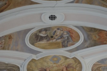 Frescos over the alter depicting the profaning of the host, Church of the Most Holy Blood of the Lord Jesus in Poznan